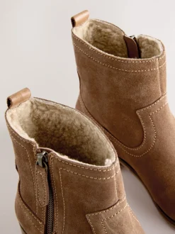 Bruin suède - Forever Comfort® enkellaarzen met rits aan de zijkant