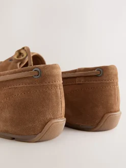 Bruin suède - Leren bootschoenen met ronde neus