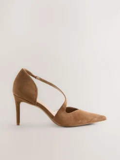 Bruin suède - Premium Leather Asymmetric Court Heels