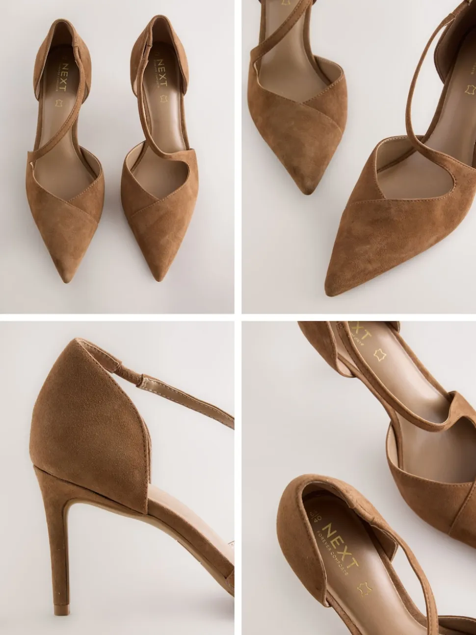 Bruin suède - Premium Leather Asymmetric Court Heels