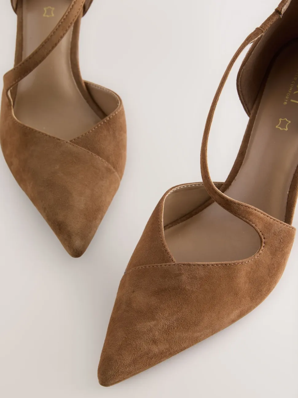 Bruin suède - Premium Leather Asymmetric Court Heels