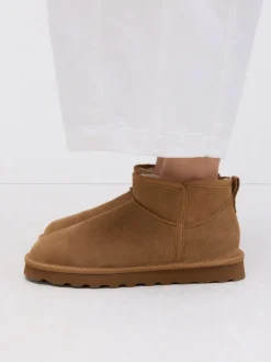 Bruin suède - Waterafstotende enkellaarzen van imitatiebont