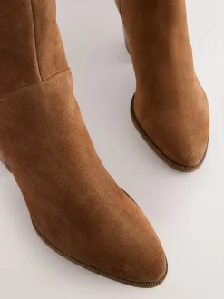 Bruin suède - Western Enkellaarsjes met Blokhakken