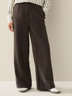 Bruin/khaki - Wide Leg Soft Cord Trousers 2 Pack