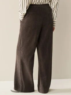 Bruin/khaki - Wide Leg Soft Cord Trousers 2 Pack