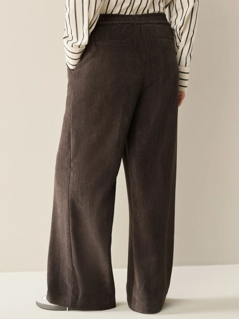 Bruin/khaki - Wide Leg Soft Cord Trousers 2 Pack