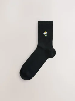 Bumble Bee - Set van 4 paar enkelsokken met geborduurd motief