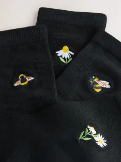 Bumble Bee - Set van 4 paar enkelsokken met geborduurd motief