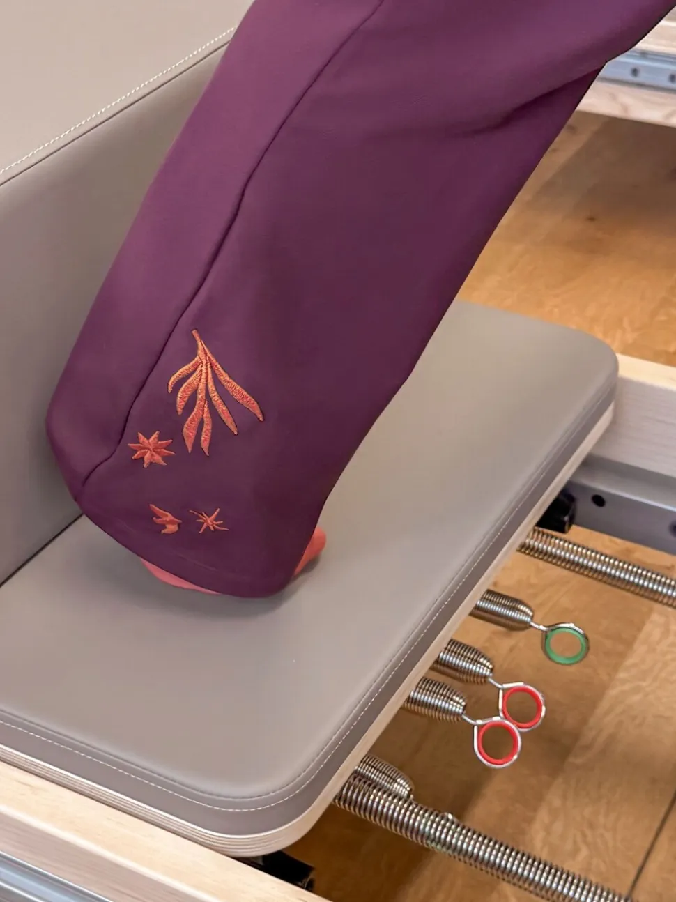 Burgundy Embroidered - Never Fully Dressed Cotton Flare Leggings