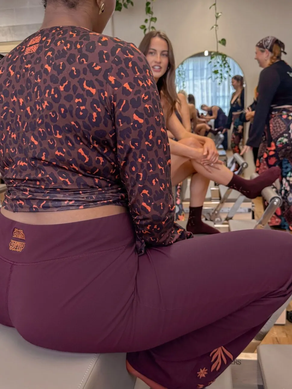 Burgundy Embroidered - Never Fully Dressed Cotton Flare Leggings