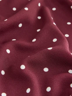 Burgundy Red Polka Dot - Blouse met V-hals en lange mouwen