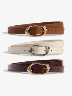 Burgundy, Tan & Cream - Lipsy Skinny Belts 3 Pack