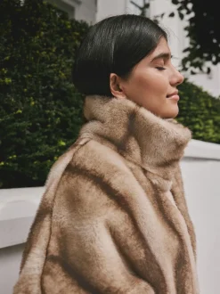 Camel - Faux Fur Tie Waisted Gilet