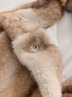 Camel - Faux Fur Tie Waisted Gilet