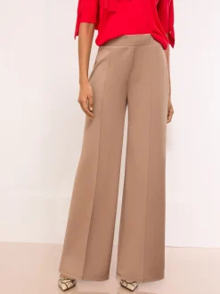 Camel - Lipsy - Broek met wijde pijpen en hoge taille