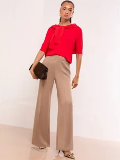Camel - Lipsy - Broek met wijde pijpen en hoge taille