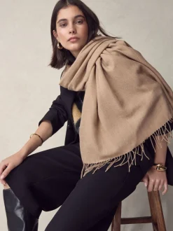 Camel - Premium Made in Italy Twill Midweight Shawl Scarf