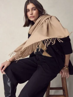 Camel - Premium Made in Italy Twill Midweight Shawl Scarf