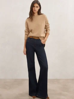 Camel - Reiss Ella wollen kasjmier trui met ronde hals