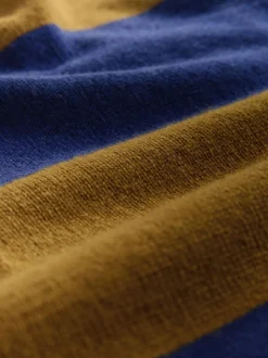 Camel Brown/Blue Stripe - 100% Wool N.Premium Polo Jumper