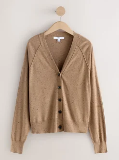 Camel Neppy - Soft Touch V-hals Katoenrijk Vest met Knopen