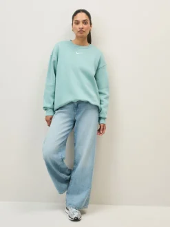 Cannon Blauw - Nike - Oversized fleece sweatshirt met ronde hals