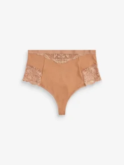 Caramel-nude - 2 Strings met licht buikcorrigerende hoge taille