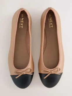 Caramel-nude - Ballerina's met ronde neus