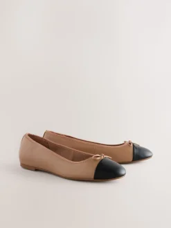 Caramel-nude - Ballerina's met ronde neus