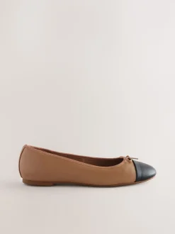 Caramel-nude - Ballerina's met ronde neus
