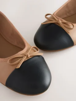 Caramel-nude - Ballerina's met ronde neus
