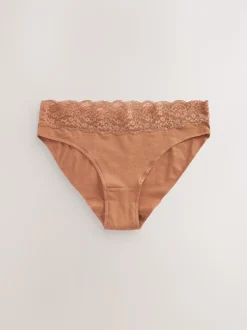 Caramel-nude - Katoenen kanten slipjes 4 stuks
