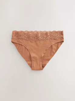 Caramel-nude - Katoenen kanten slipjes 4 stuks