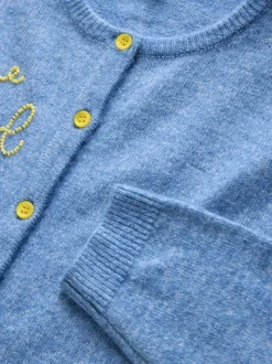 Chambray Blue Embellished - Gebreid vest met ronde hals