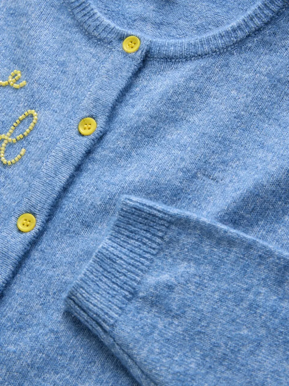 Chambray Blue Embellished - Gebreid vest met ronde hals