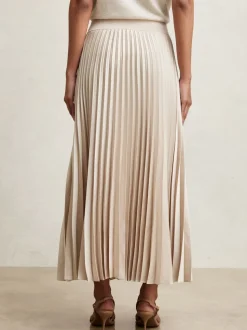 Champagne naturel - Reiss Seren Pleated Midi Skirt