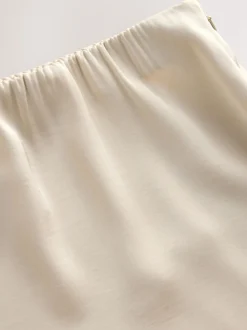 Champagne-goud - Satijn Midi-rok met kanten afwerking