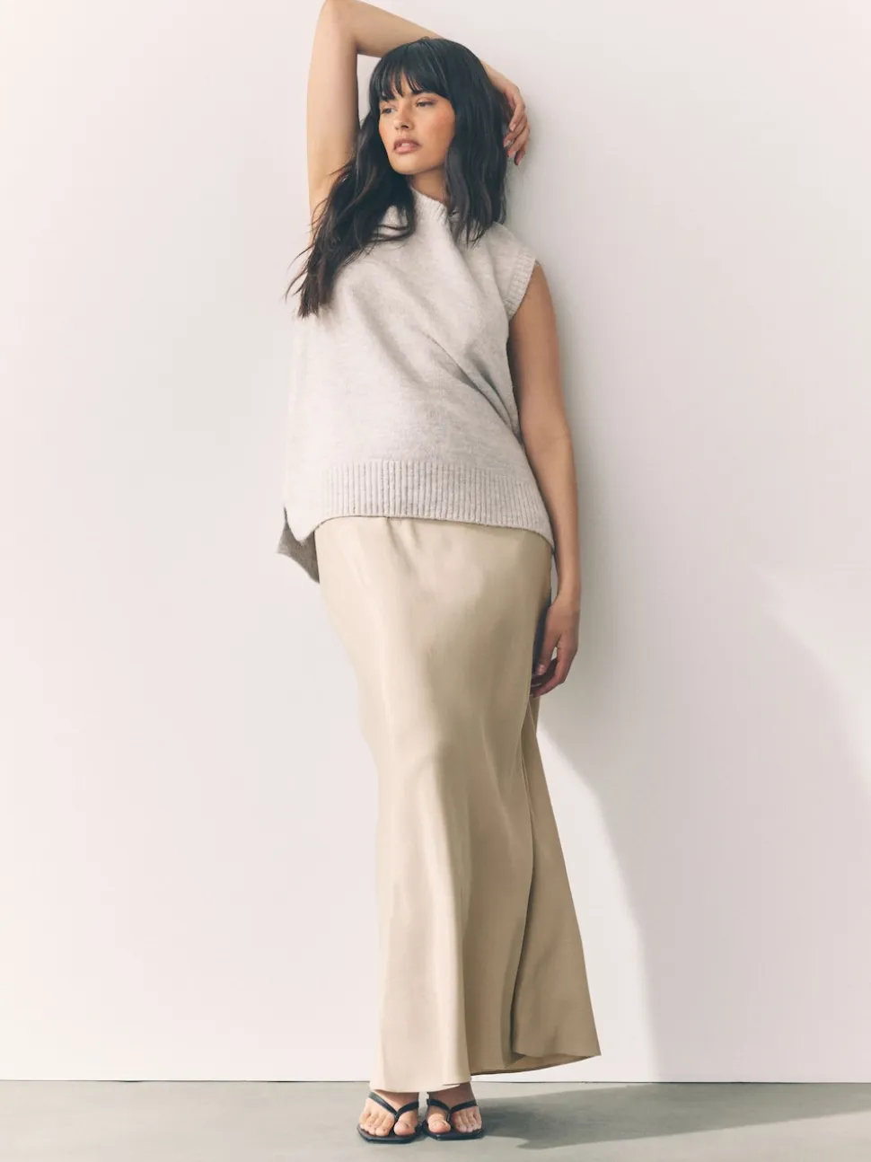 Champagne-goud - Satijnen midirok