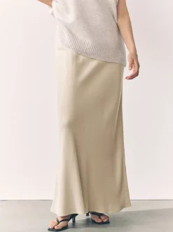 Champagne-goud - Satijnen midirok