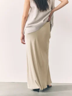 Champagne-goud - Satijnen midirok