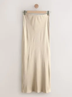 Champagne-goud - Satijnen midirok