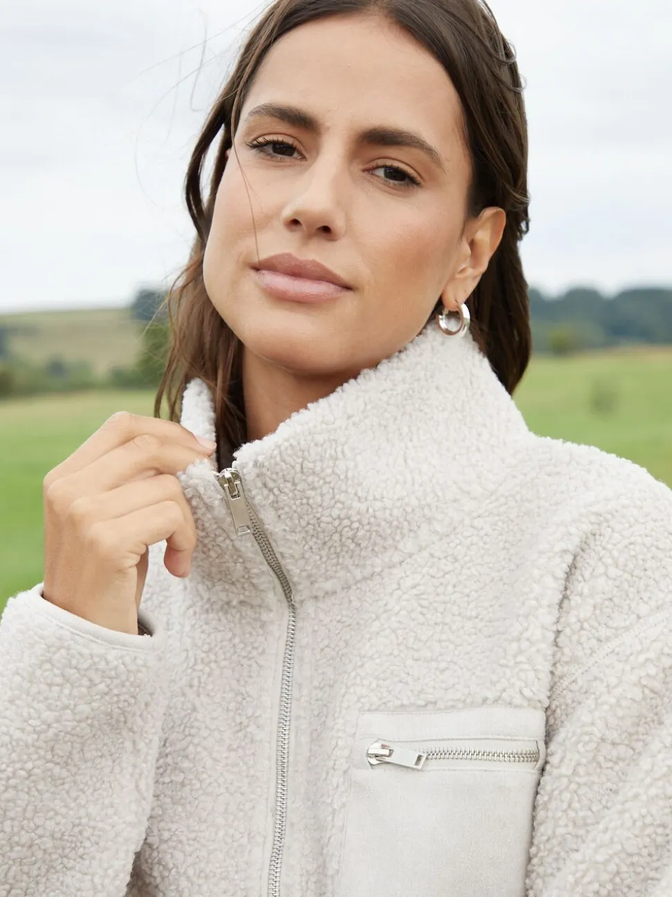 Champignon - Threadbare borgfleece met korte rits