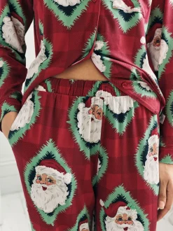 Chelsea Peers Christmas Jolly Santa Print Long Pyjamas Set