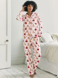 Chelsea Peers Cotton Chip the Christmas Cockapoo Dog Print Long Pyjamas Set