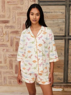 Chelsea Peers Dinosaur Print Long Pyjama Set