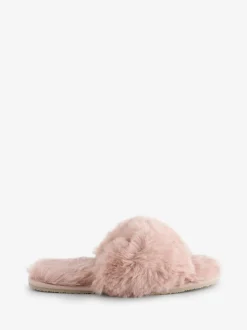 Chelsea Peers Faux Fur Cross-Over Slider Slippers