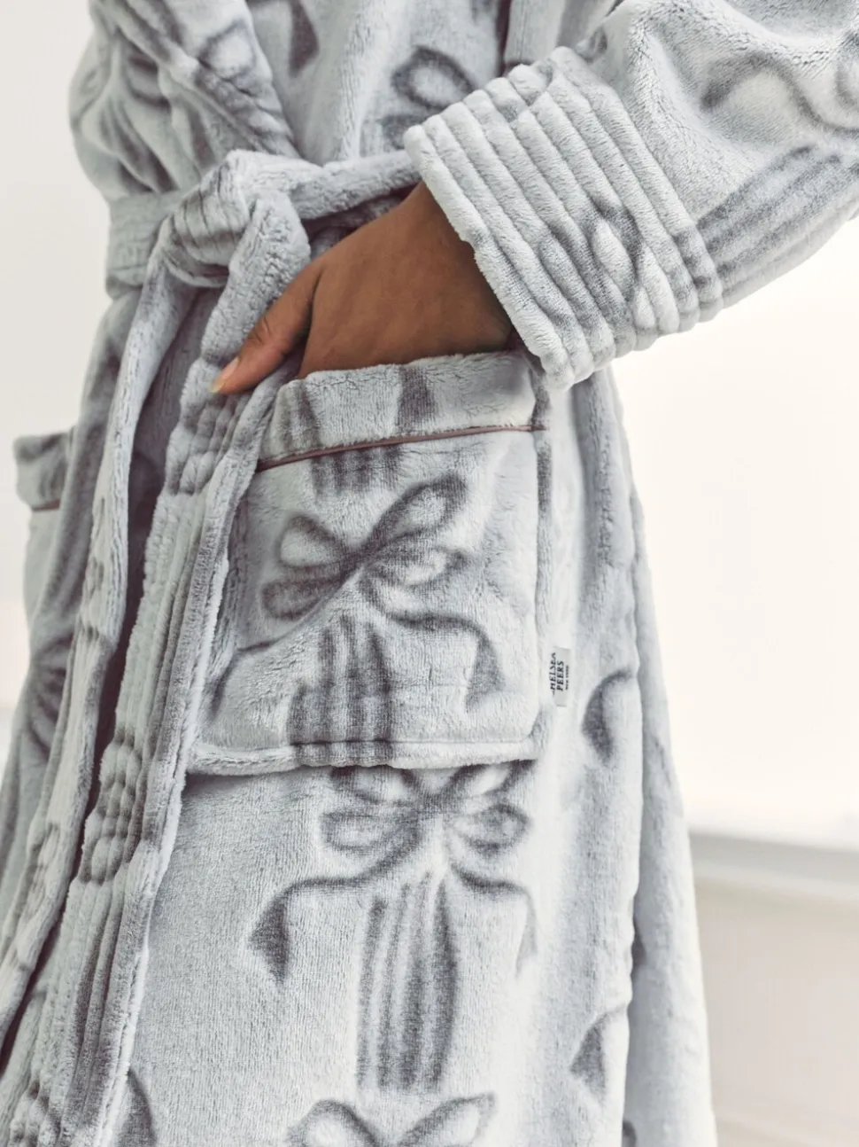 Chelsea Peers Fleece Burnout Ribbon Bow Long Dressing Gown