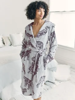 Chelsea Peers Fleece Burnout Tiger Dressing Gown