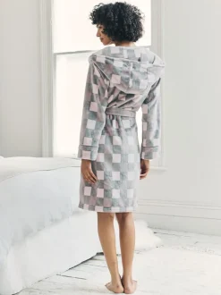 Chelsea Peers Fleece Check Hooded Dressing Gown