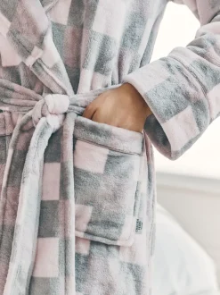 Chelsea Peers Fleece Check Hooded Dressing Gown
